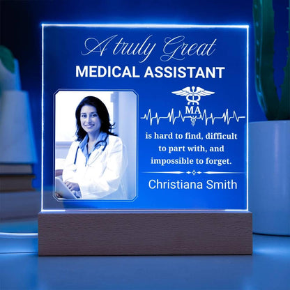 Medical Assistant Gift Personalized Acrylic Plaque With LED Base – view 5