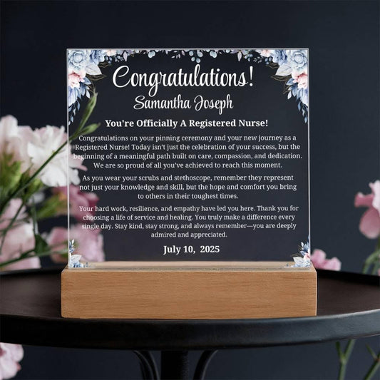 Registered Nurse Graduation Gift Personalized Acrylic Plaque – view 2