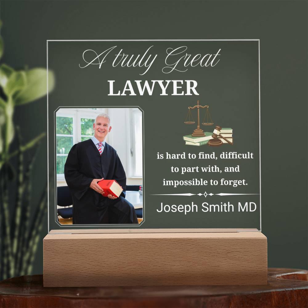 Personalized Lawyer Gift Acrylic Plaque With LED Base – view 9