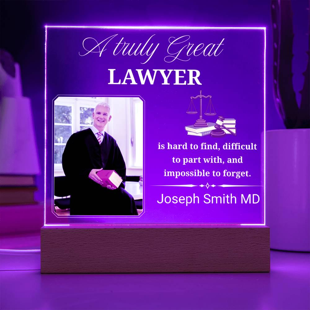 Personalized Lawyer Gift Acrylic Plaque With LED Base – view 5