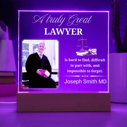 Personalized Lawyer Gift Acrylic Plaque With LED Base – view 5