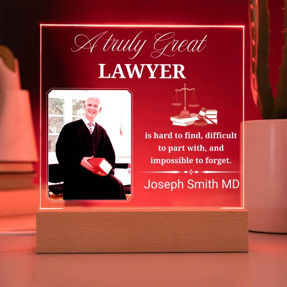 Personalized Lawyer Gift Acrylic Plaque With LED Base – view 8