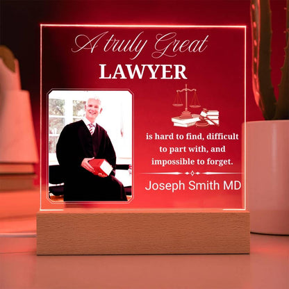 Personalized Lawyer Gift Acrylic Plaque With LED Base – view 8