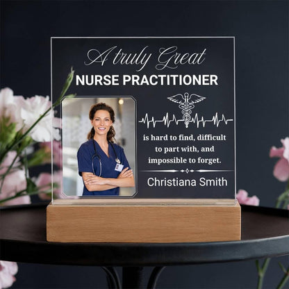 Nurse Practitioner Gift Personalized Acrylic Plaque With LED Base