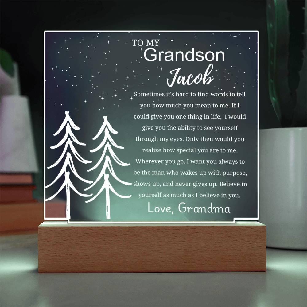 Personalized Grandson Gift Acrylic Plaque – Birthday Gift for Grandson