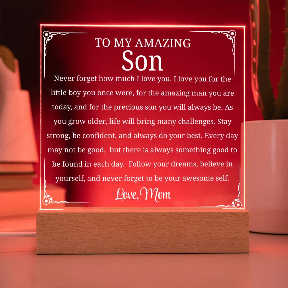 Personalized Gift for Son Acrylic Plaque – Gift from Mom – view 6