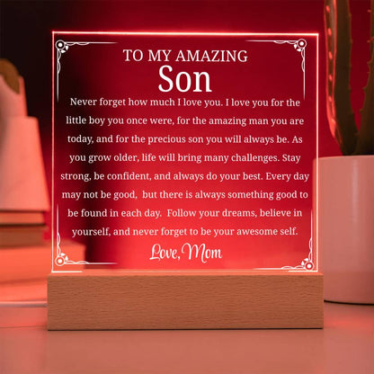 Personalized Gift for Son Acrylic Plaque – Gift from Mom – view 6
