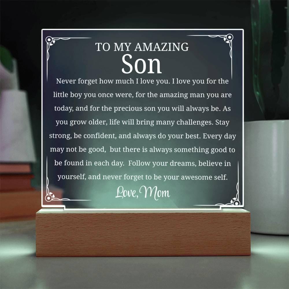 Personalized Gift for Son Acrylic Plaque – Gift from Mom