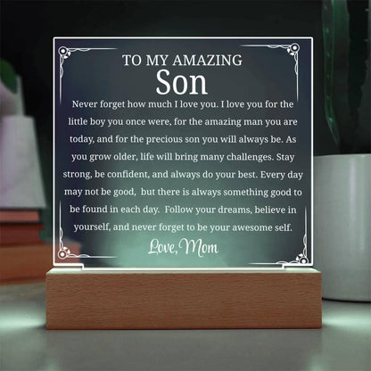 Personalized Gift for Son Acrylic Plaque – Gift from Mom