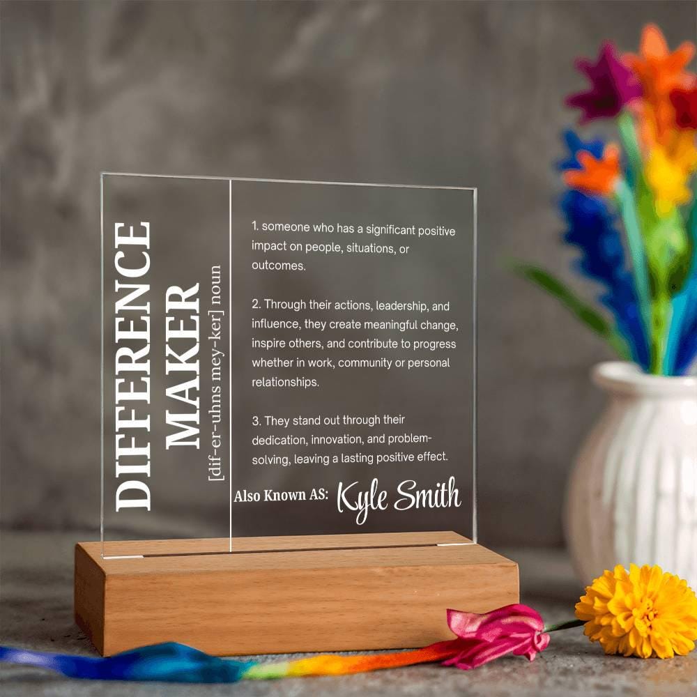 Difference Maker Personalized Acrylic Sign – Mentor Appreciation Gift – view 5