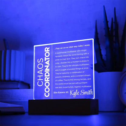 Chaos Coordinator Personalized Acrylic Plaque – Project Manager Gift – view 3