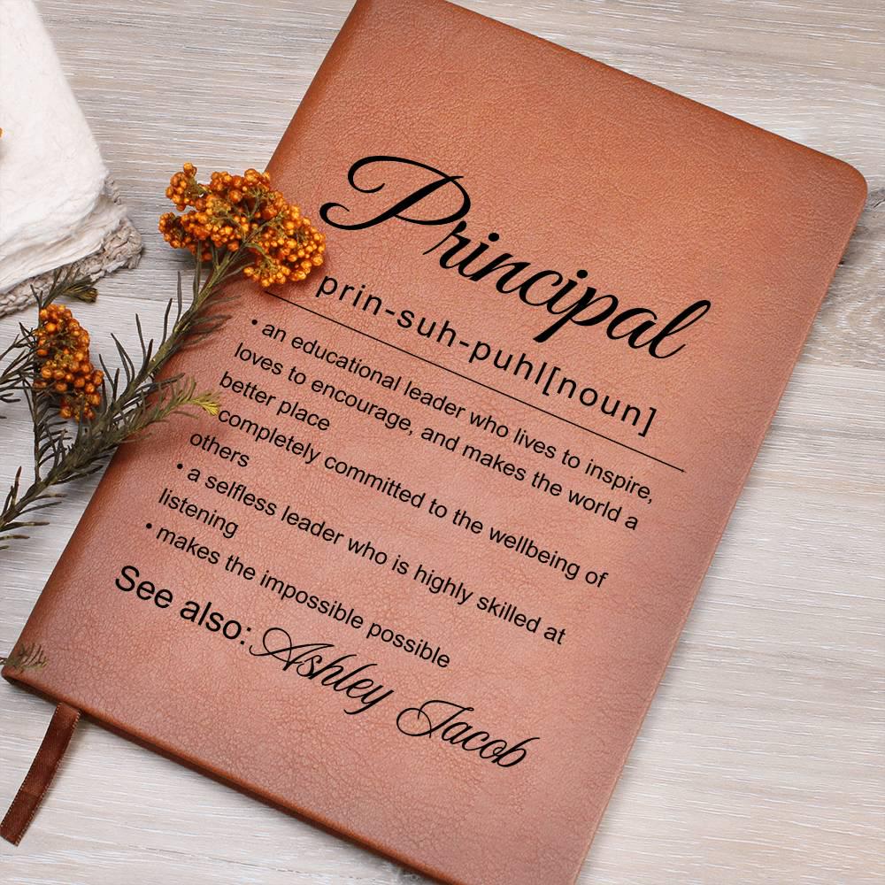 Personalized Principal Gift Vegan Leather Journal – Retirement Gif