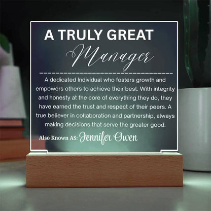 Personalized Manager Gift Acrylic Plaque – Nurse Manager Thank You