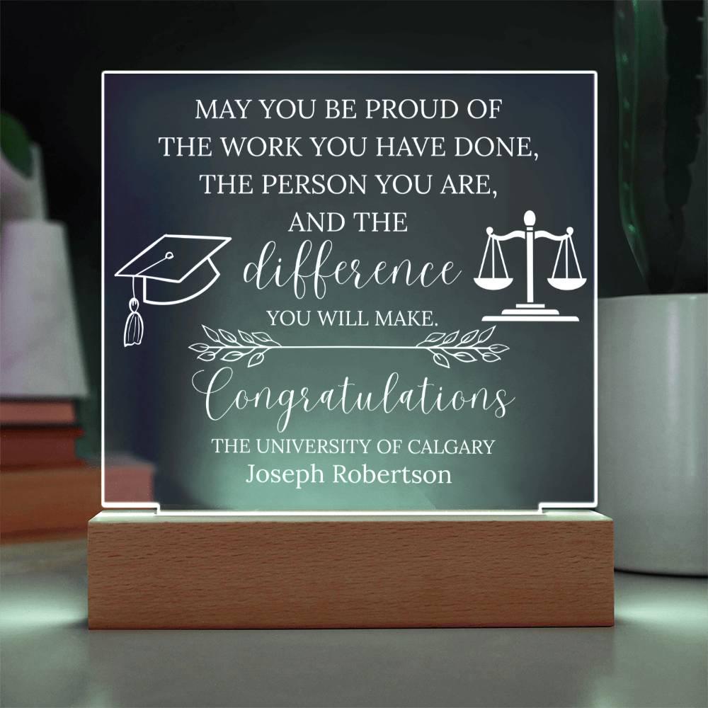 Personalized Law Graduation Gift Acrylic Plaque – New Lawyer Gift