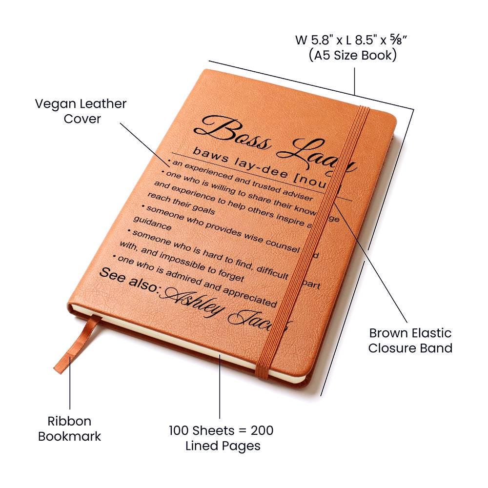 Personalized Boss Lady Gift Vegan Leather Journal – Bosses Day Gift – view 5