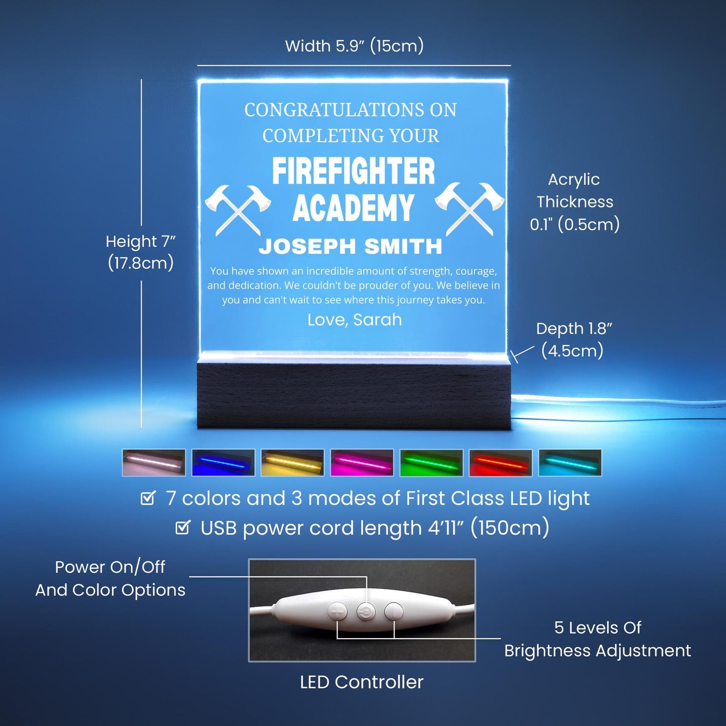 Personalized Firefighter Academy Graduation Gift Acrylic Plaque – view 5