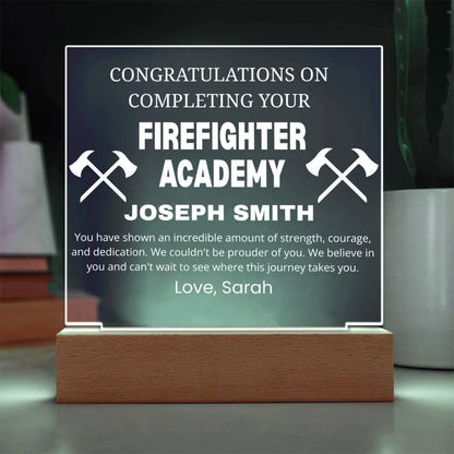 Personalized Firefighter Academy Graduation Gift Acrylic Plaque