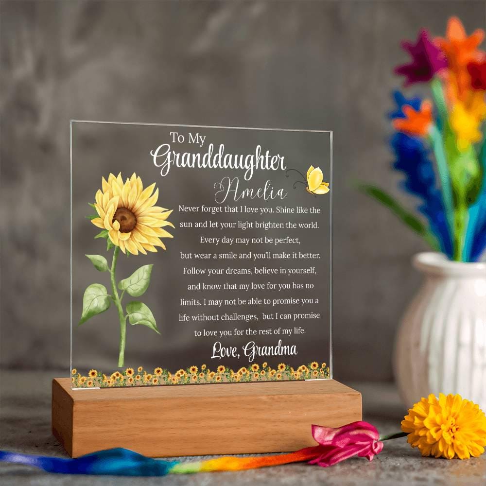 To My Granddaughter Personalized Acrylic Plaque – Gift from Grandma – view 7