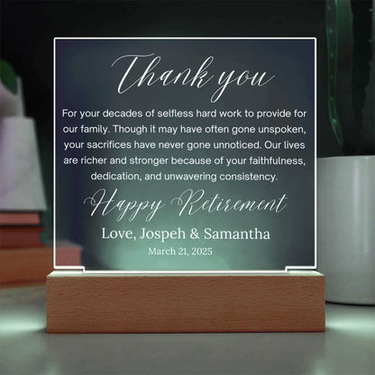 Personalized Retirement Gift Acrylic Plaque