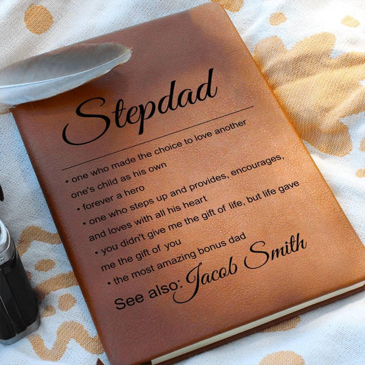 Personalized Stepdad Gift Vegan Leather Journal – Father’s Day Gift