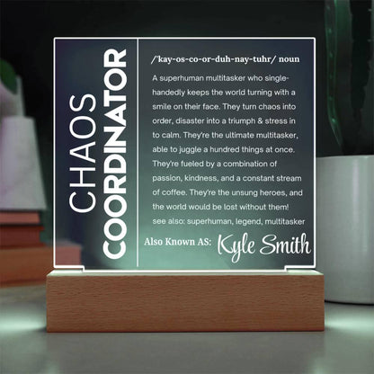 Chaos Coordinator Personalized Acrylic Plaque – Project Manager Gift