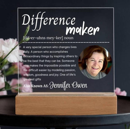 Difference Maker Personalized Photo Acrylic Plaque – Mentor Gift
