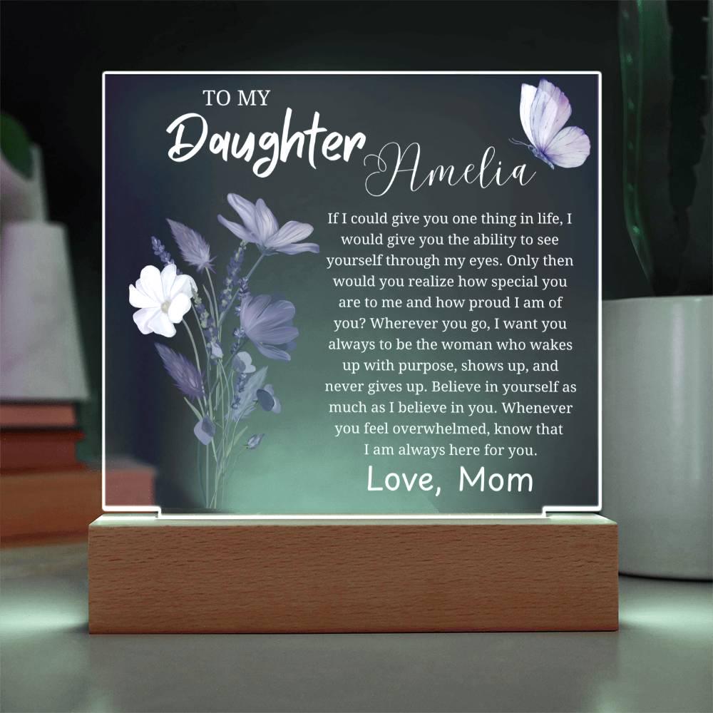 Personalized Daughter Gift Acrylic Night Light – Gift from Mom – view 2
