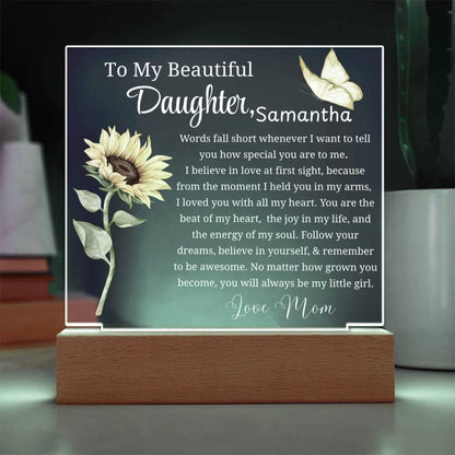 To My Daughter Personalized Gift Acrylic Night Light – Gift from Mom – view 2