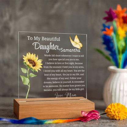To My Daughter Personalized Gift Acrylic Night Light – Gift from Mom – view 8