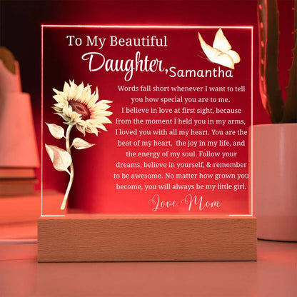 To My Daughter Personalized Gift Acrylic Night Light – Gift from Mom – view 9
