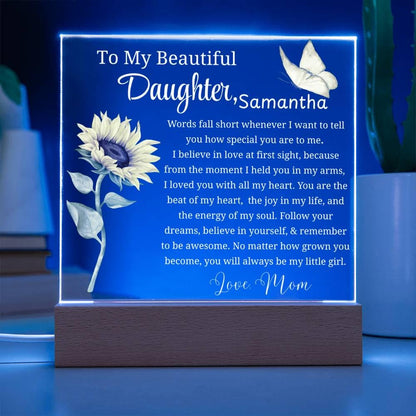 To My Daughter Personalized Gift Acrylic Night Light – Gift from Mom – view 3
