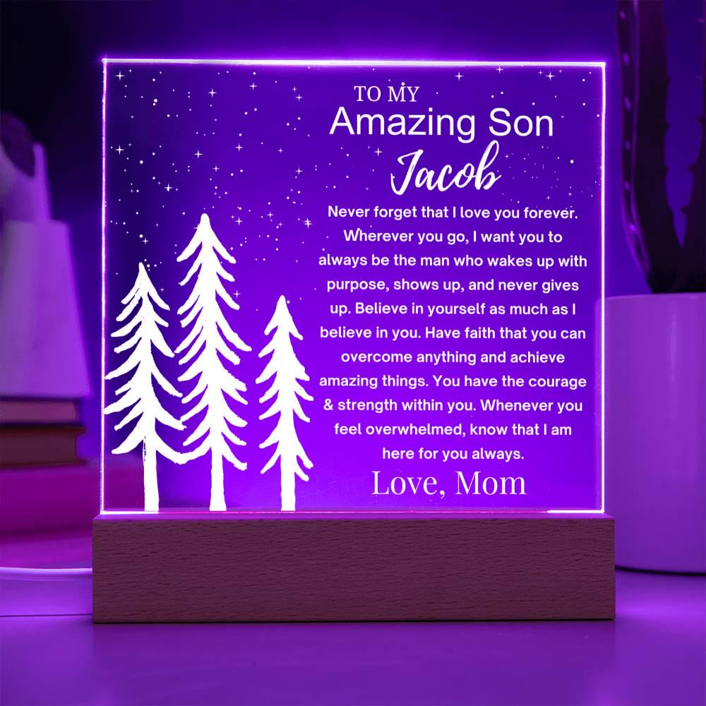 Son Personalized Gift Acrylic LED Plaque – Gift from Mom – view 5