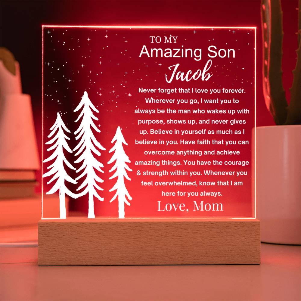 Son Personalized Gift Acrylic LED Plaque – Gift from Mom – view 4