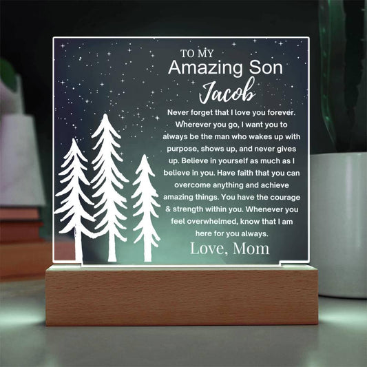 Son Personalized Gift Acrylic LED Plaque – Gift from Mom