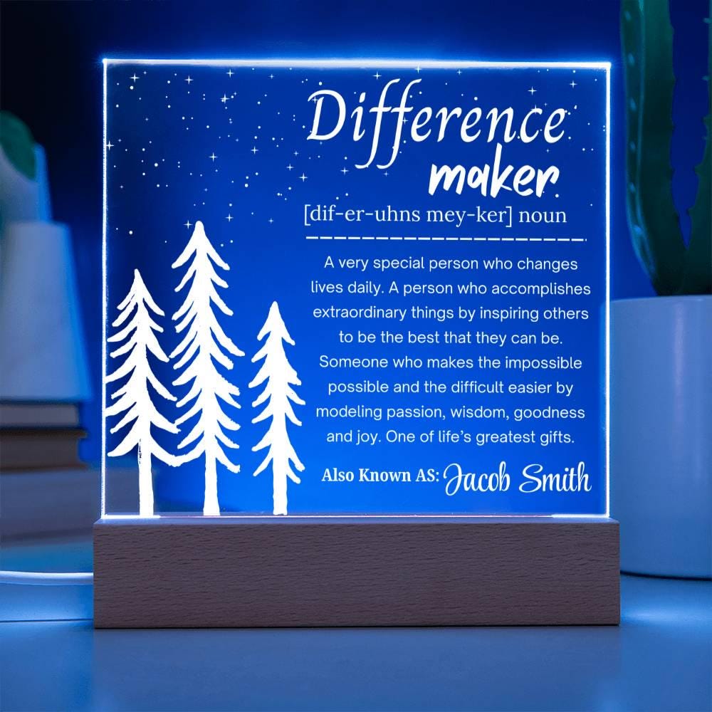 Difference maker Personalized Acrylic Plaque – Social Worker Gift – view 3