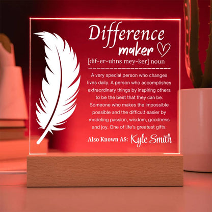 Difference Maker Personalized Acrylic Plaque – Employee Gifts – view 4