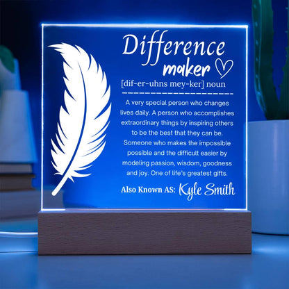 Difference Maker Personalized Acrylic Plaque – Employee Gifts – view 3