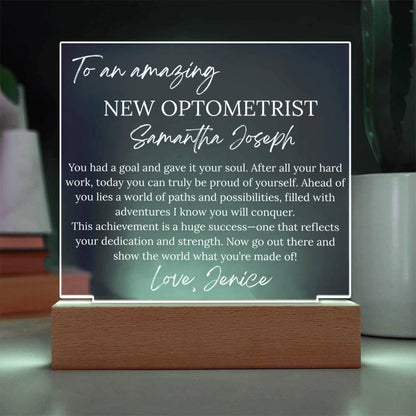 Personalized New Optometrist Gift Acrylic Plaque – Future Eye Doctor