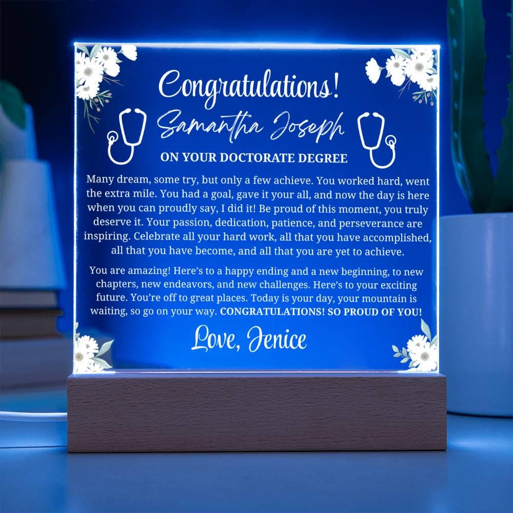 Doctorate Degree Graduation Gift Personalized Acrylic Plaque – view 6