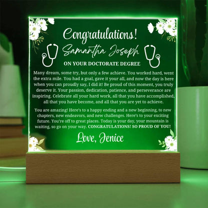 Doctorate Degree Graduation Gift Personalized Acrylic Plaque – view 5