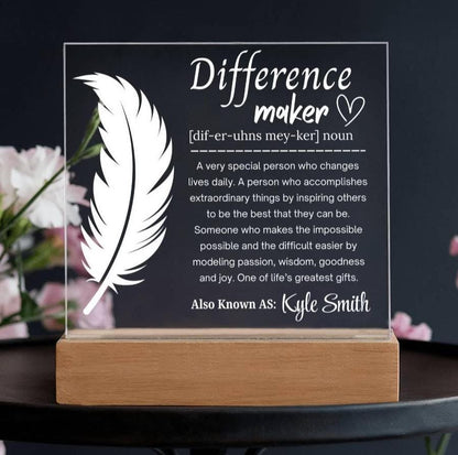 Difference Maker Personalized Acrylic Plaque – Employee Gifts