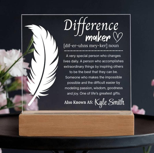 Difference Maker Personalized Acrylic Plaque – Employee Gifts