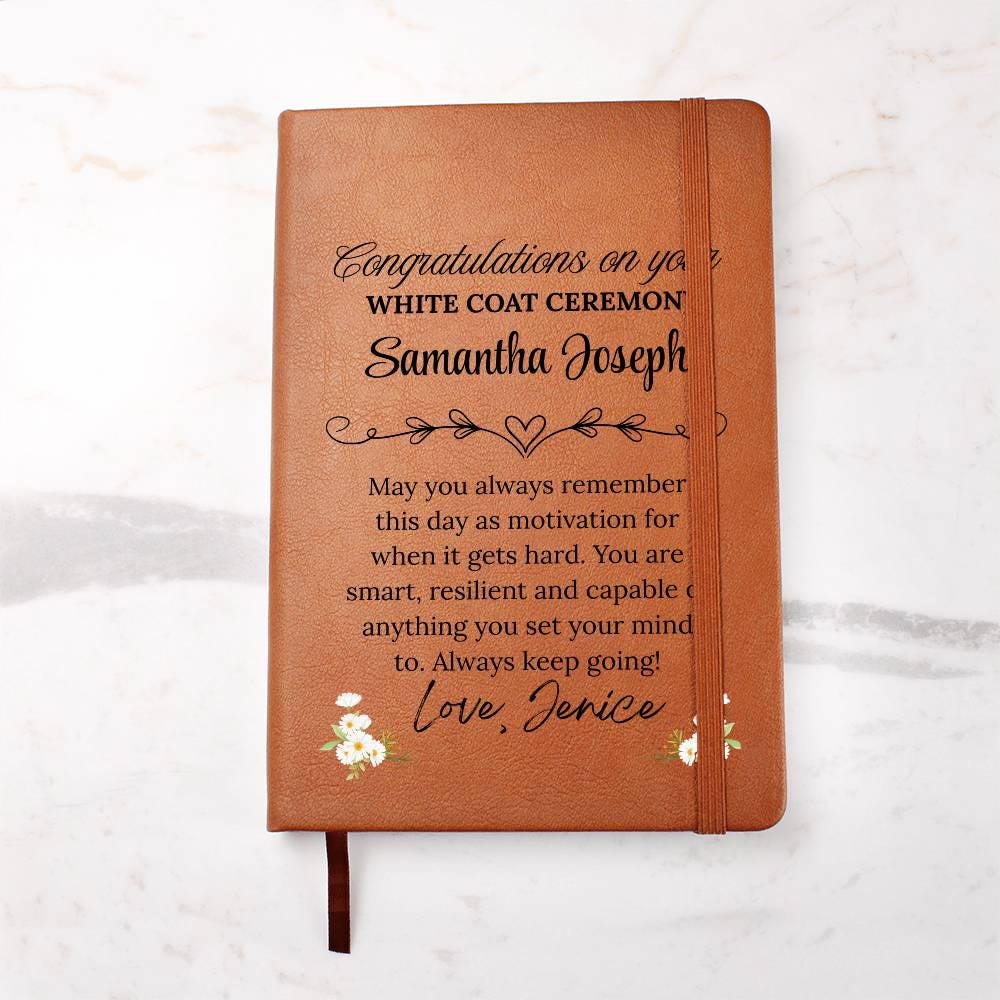 White Coat Ceremony Gift Personalized Leather Journal – Match Day Gift – view 7