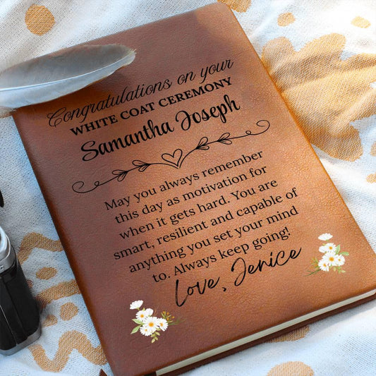 White Coat Ceremony Gift Personalized Leather Journal – Match Day Gift – view 2