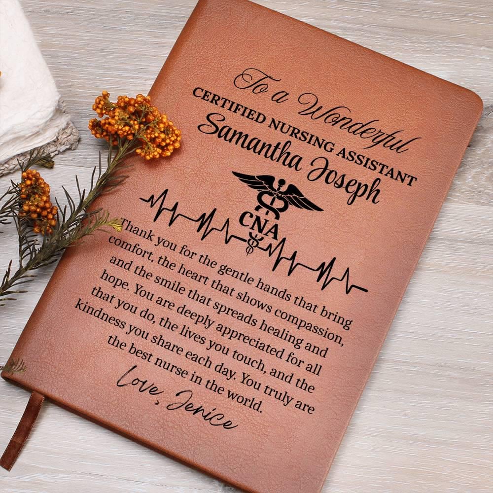 CNA Gift Personalized Vegan Leather Journal – Thank You Gift