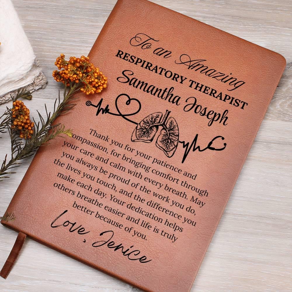 Respiratory Therapist Gift Personalized Vegan Leather Journal