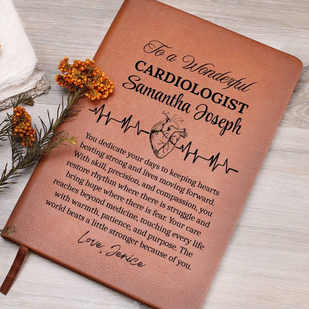 Cardiologist Gift Personalized Vegan Leather Journal – Thank You Gift