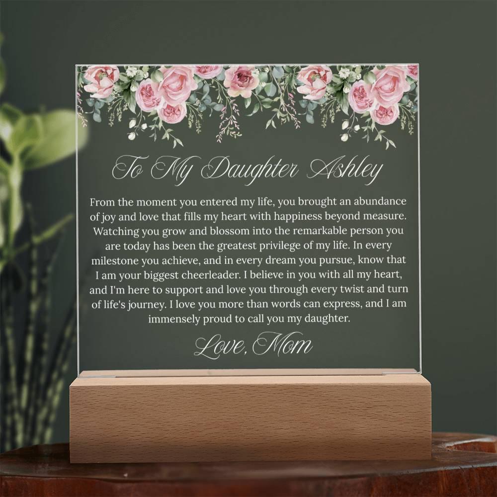 Personalized Daughter Gift Acrylic Plaque With LED Base – view 3