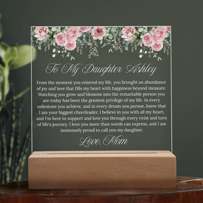 Personalized Daughter Gift Acrylic Plaque With LED Base – view 3