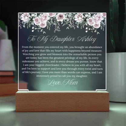 Personalized Daughter Gift Acrylic Plaque With LED Base